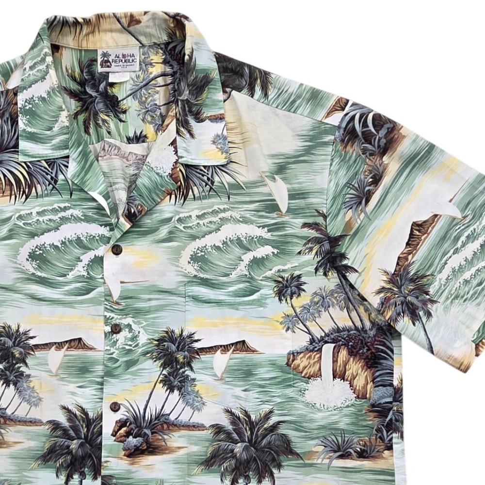 Vintage 90s Aloha Republic Hawaiian Shirt Cotton Mens XXL Made in Hawaii